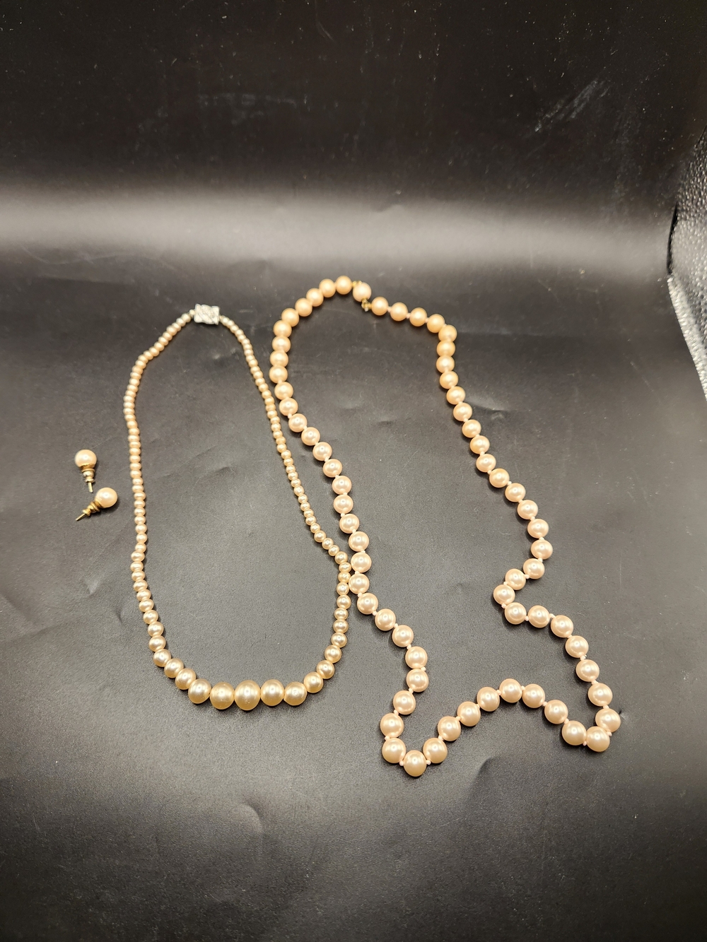 Vintage Faux Pearl Jewelry Lot Graduated Choker Necklace 22 Inch Opera Strand St